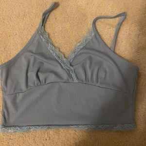 Blue crop top with lace